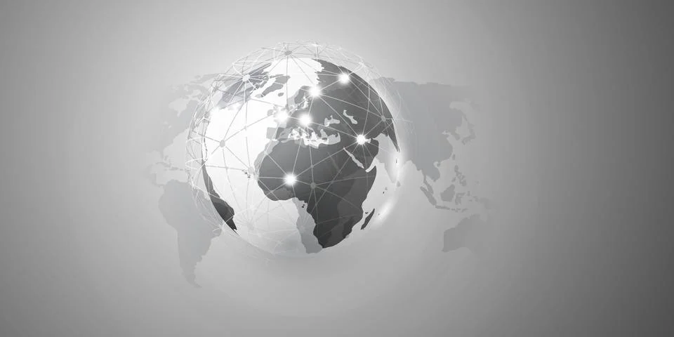 Black and White Cloud Computing and Global Networks Concept with Earth Glob.. Stock Illustration