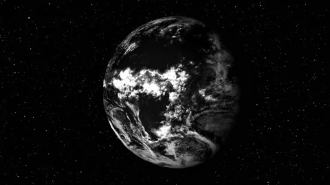 Black and White Clouds Earth Globe Model View from Space Rotating Slowly Stock Footage 149462794