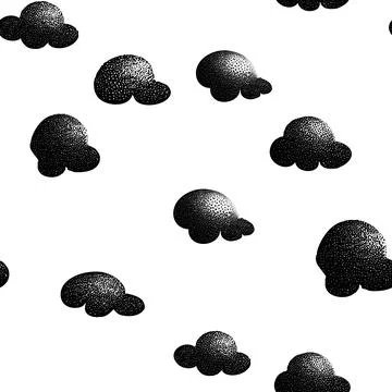 Black and white clouds, seamless background. Vector illustration. Stock Illustration