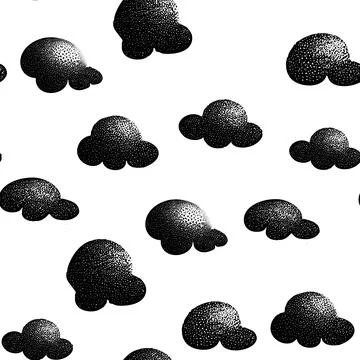 Black and white clouds, seamless background. Vector illustration. Illustrazione stock
