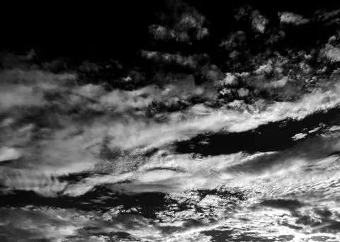 Black and White Cloudscape Dramatic Sky Background Stockfoto's