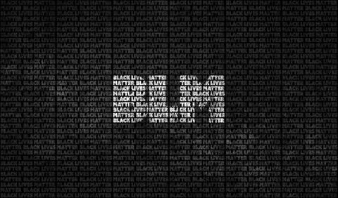 A black and white colored Black Lives Matter (BLM) background graphic illustr Stock Illustration