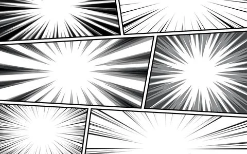 Black and white comic abstract scene page background. Stock Illustration
