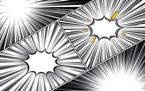Black and white comic abstract scene page background. Stock Illustration