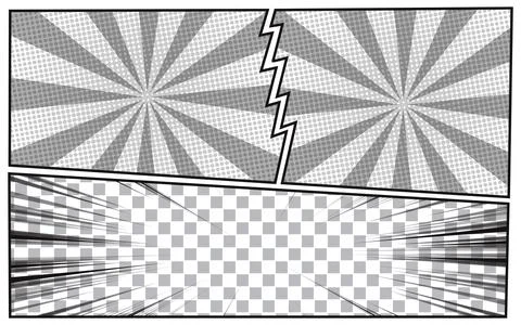 Black and white comic abstract scene page background. Stock Illustration