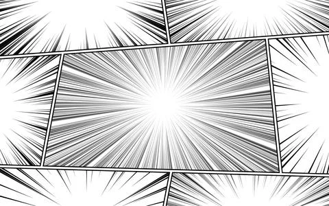 Black and white comic background with halftone effect. Comic page template .. Stock-Illustration