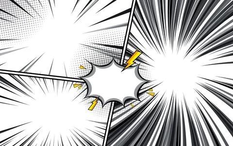 Black and white comic background with halftone effect. Comic page template .. Illustrazione stock