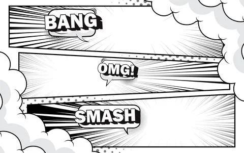 Black and white comic background with halftone effect. Comic page template .. イラスト素材