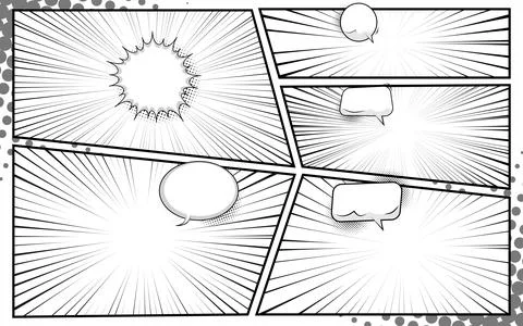 Black and white comic background with halftone effect. Comic page template .. 스톡 일러스트