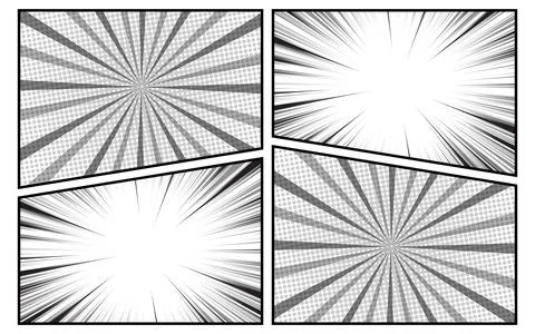 Black and white comic background with halftone effect. Comic page template .. 스톡 일러스트