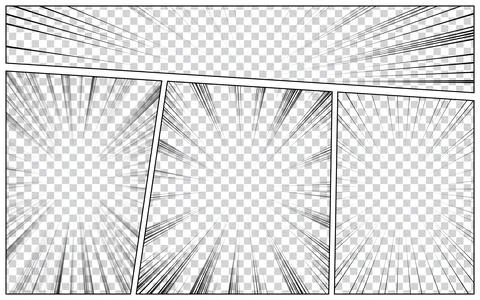 Black and white comic background with halftone effect. Comic page template .. Stock Illustration