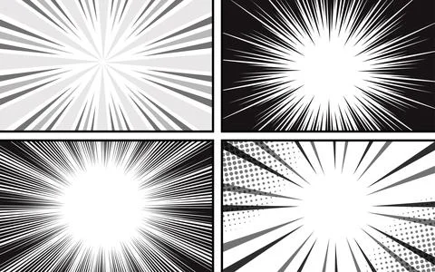 Black and white comic book page panel background Stock Illustration