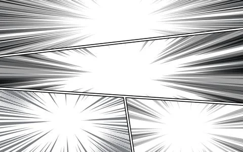 Black and white comic book page panel background. vector illustration. Stock Illustration