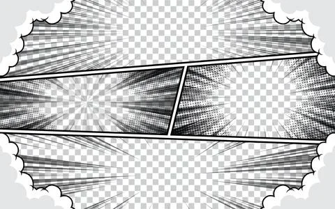 Black and white comic book page panel background. vector illustration. Stock Illustration