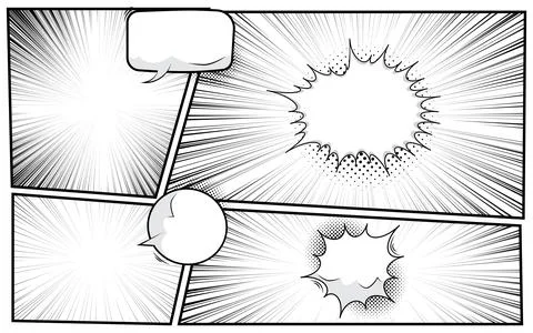 Black and white comic book page panel background. vector illustration. Stock Illustration