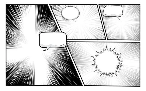 Black and white comic book page panel background. vector illustration. Illustrazione stock