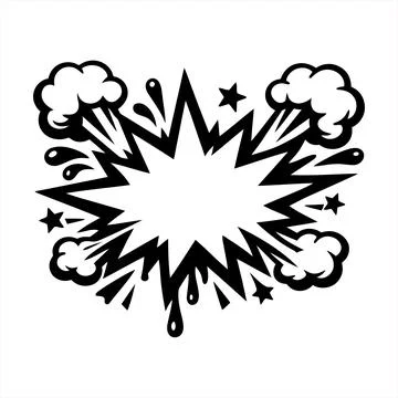 Black and white comic book explosion speech bubble illustration graphic desig Stock Illustration