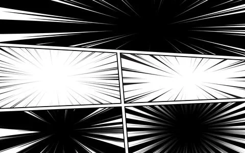 Black and white comic cartoon panel background template with halftone effect. Illustrazione stock