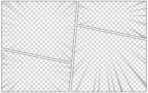 Black and white comic cartoon panel background template with halftone effect. Stock Illustration
