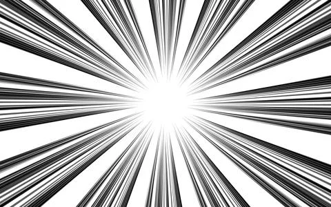 Black and white comic radiation background digital vector illustration. Stock Illustration