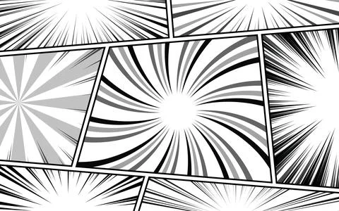 Black and white comic scene set background design Stock Illustration