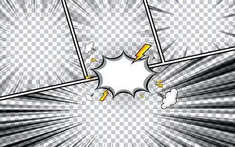Black and white comic scene background. Stock Illustration
