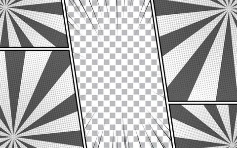 Black and white comic scene set background design. Stock Illustration