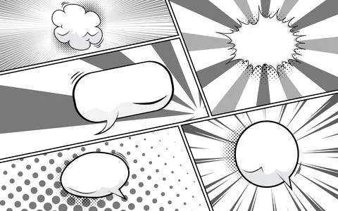 Black and white comic scene set background design. Stock Illustration