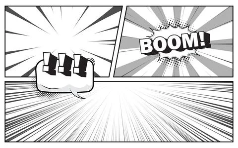 Black and white comic scene background. Stock Illustration