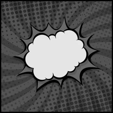 Black and White Comic Zoom with Lines and Dots - Vector Stock Illustration