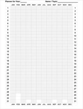 Black and White Common Vertical Planner can be used for any year and any wher Stock Illustration