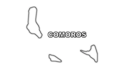Black And White Comoros Map Outline Minimalist Monochrome Illustration Illustrazione stock