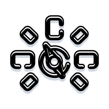 Black and white compass and navigation symbols 스톡 일러스트