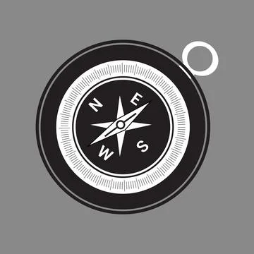 Black and White Compass Icon – Navigation Direction Symbol Vector Stock Illustration