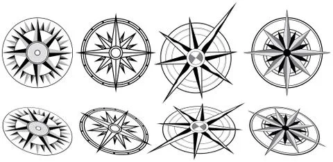 Black and white compasses Illustration