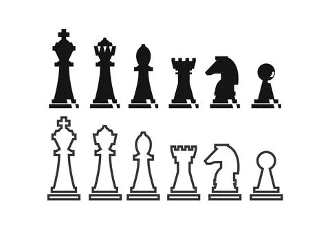 Black and white complete chess pawn logo icon for game Stock Illustration