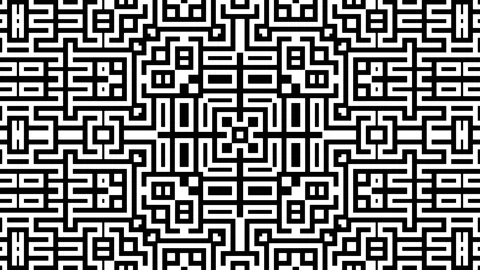 Black and White Complex Geometric Tech Pattern Background Loop Stock Footage 197070080