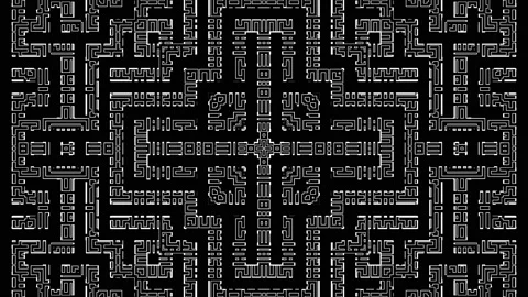 Black and White Complex Geometric Tech Pattern Background Loop Stock Footage 197070171