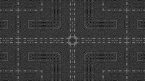 Black and White Complex Geometric Tech Pattern Background Loop Stock Footage 197070298