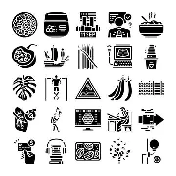 Black and white computer icons collection set イラスト素材