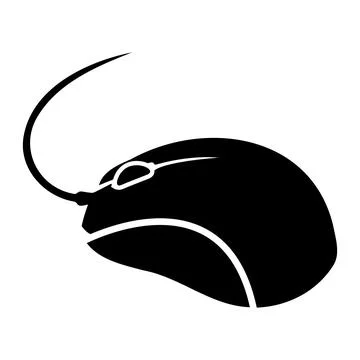 Black and White Computer Mouse Icon Design Stock Illustration
