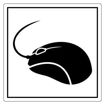 Black and White Computer Mouse Icon Design Stock Illustration