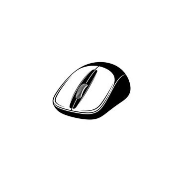 Black and white computer mouse icon with the icon is isolated on a white Illustrazione stock