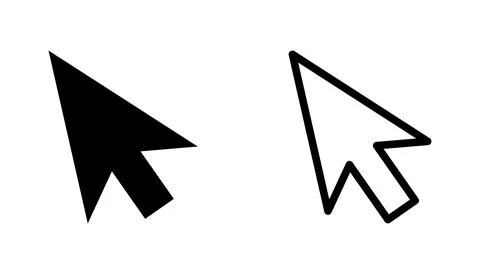 Black and white computer mouse cursor arrow icons in flat vector style Stock Illustration