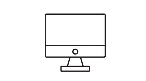 Black and White Computer Screen Icon. Illustrazione stock