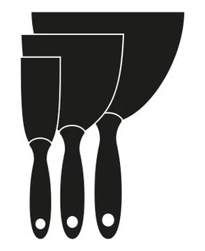 Black and white construction spatula silhouette set Stock Illustration