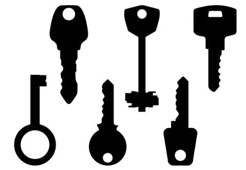 Black-and-white contour of keys. Stock Illustration