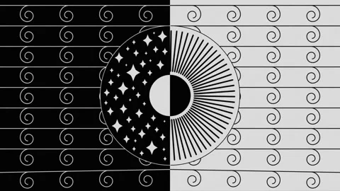 Black and white contrasting circular optical illusion animation. Stock Footage 340471099