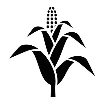 Black and white corn cob icon isolated on transparent background Stock Illustration