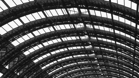 Black and white of coverage of Milan Central Station Stock Footage 143318403